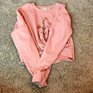 Pink flower long-sleeved shirt